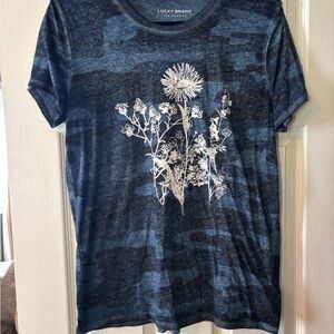 Lucky Brand Navy Camouflage Floral Tee